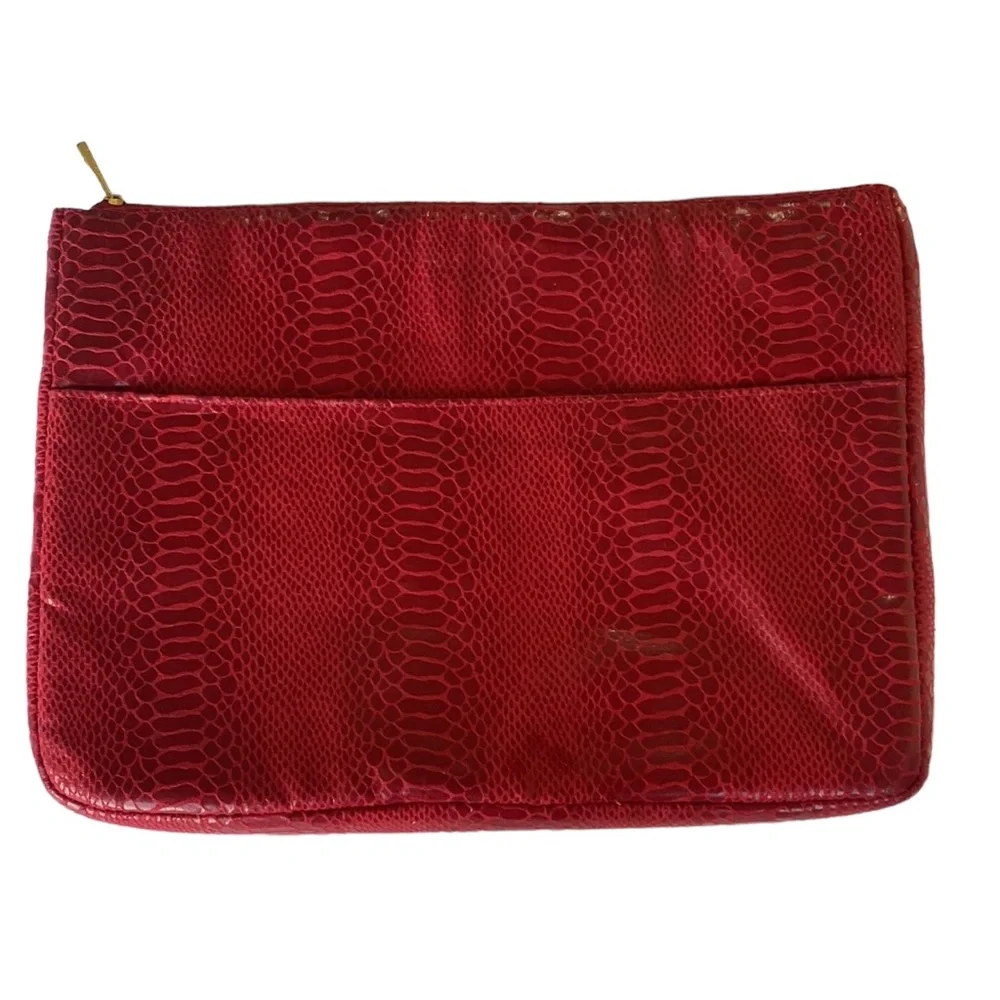 Red Faux Crocodile Skin iPad Case File Holder. Excellent condition!